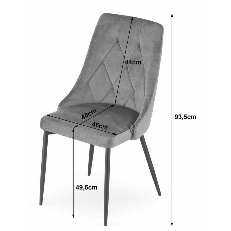 Casa si Gradina - Mobilier - Scaune si fotolii - Scaune - Scaun bucatarie/living, Artool, Imola, catifea, metal, gri, 48.5x61x93.5 cm - Infinity.ro