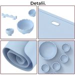 Carti si Birotica - Rechizite - Pictura si desen - Pensule si accesorii pictura - Covoras pictura tip planseta, cu 8 recipiente si suport pentru fixare, silicon, 39,5x29, 5 cm, multifunctional, albastru - Infinity.ro