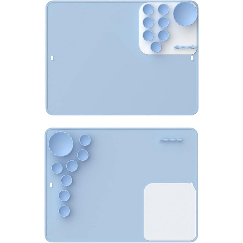 Carti si Birotica - Rechizite - Pictura si desen - Pensule si accesorii pictura - Covoras pictura tip planseta, cu 8 recipiente si suport pentru fixare, silicon, 39,5x29, 5 cm, multifunctional, albastru - Infinity.ro