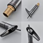 Casa si Gradina - Sanitare - Lavoar baie si accesorii - Baterii sanitare - Baterie sanitara pentru lavoar, inalta, vintage, pentru chiuveta baie, cartus ceramic, negru mat, montare pe blat - Infinity.ro