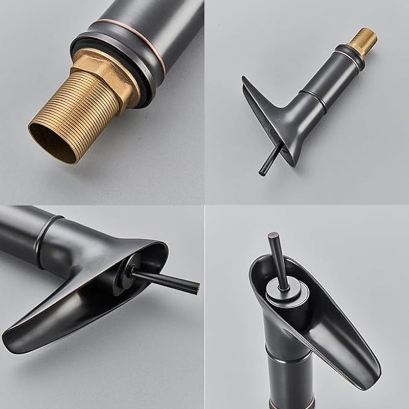 Casa si Gradina - Sanitare - Lavoar baie si accesorii - Baterii sanitare - Baterie sanitara pentru lavoar, inalta, vintage, pentru chiuveta baie, cartus ceramic, negru mat, montare pe blat - Infinity.ro