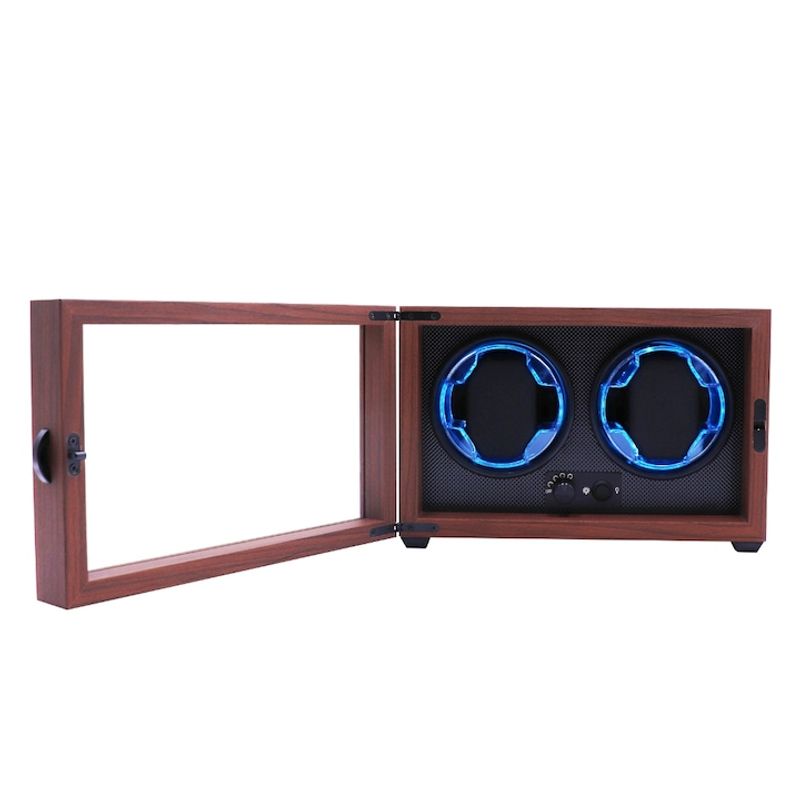 Fashion, accesorii si bijuterii - Barbati - Bijuterii barbati - Ceasuri barbati - Cutie intors ceasuri automatice, 2 compartimente, lumini LED, design modern si elegant, 5 moduri, 4 programe de rotatie - Infinity.ro