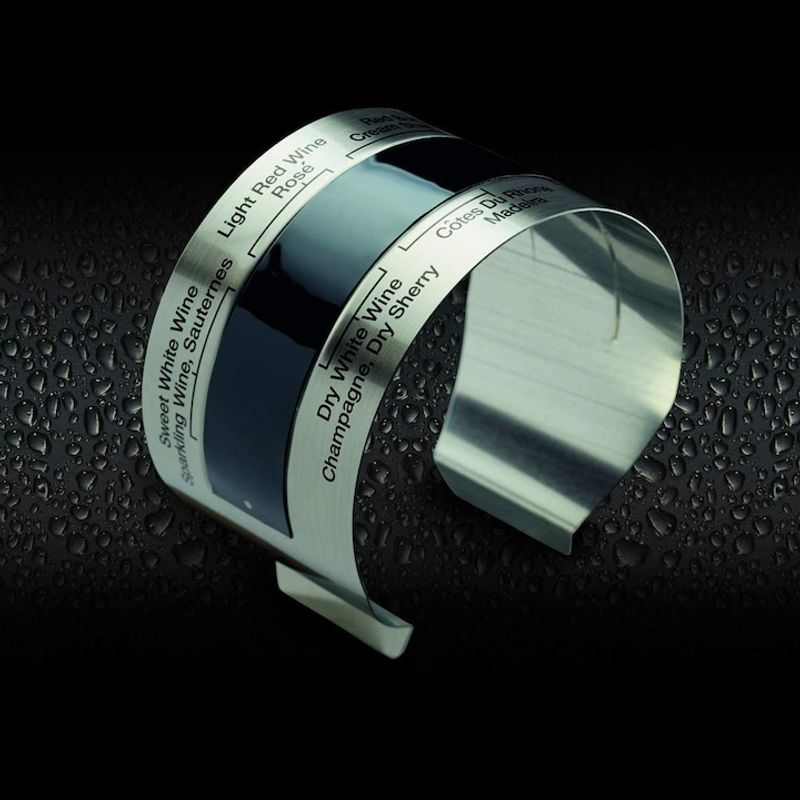 Casa si Gradina - Bucatarie si vesela - Ustensile bucatarie - Termometre bucatarie - Termometru tip brau metalic, pentru sticle de vin, afisaj digital, inox, temperatura intre +4 - 24 °C, fixare pe sticla - Infinity.ro