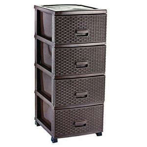 Dulap pentru depozitare, din plastic, ratan maro-bej, ALK 01