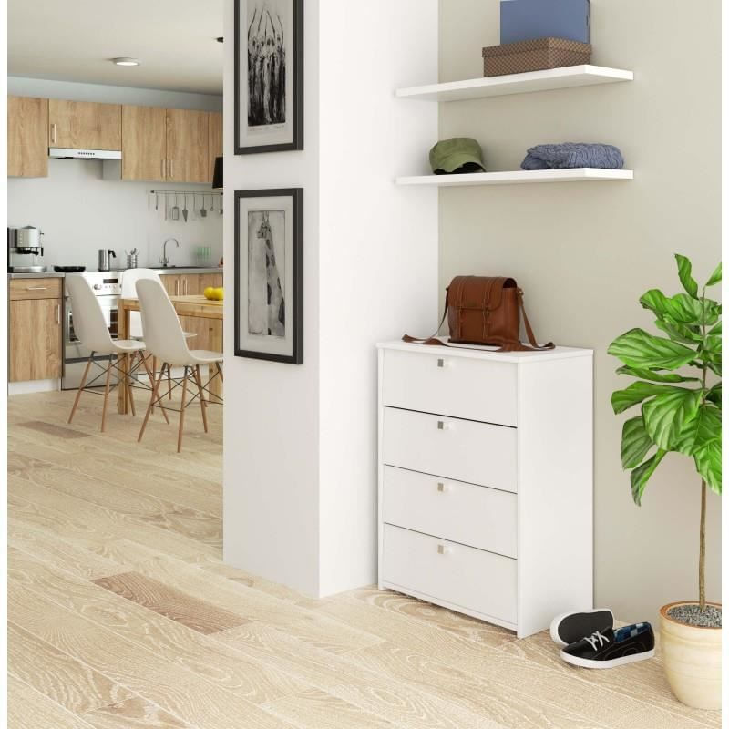 Casa si Gradina - Mobilier - Dulapuri si sifoniere - Dulapuri pantofi - Dulap depozitat incaltaminte, pantofar, placa laminata, 4 sertare, alb, 60x33x80 cm - Infinity.ro