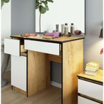 Casa si Gradina - Mobilier - Comode si corpuri - Masute de toaleta - Masa de toaleta/machiaj, 2 sertare stanga, cu oglinda, dulap, alb si stejar, 90x50x77/142 cm - Infinity.ro