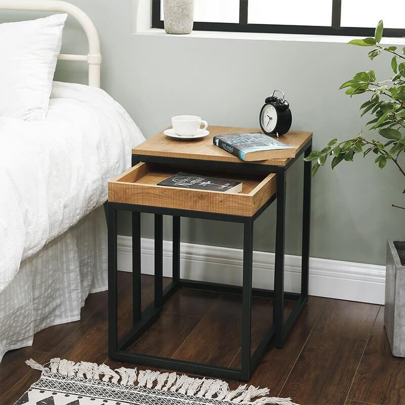 Casa si Gradina - Mobilier - Mese si birouri - Mese bucatarie si dining - Masa de cafea, Vasagle, pal si metal, natur, set 2 piese - Infinity.ro