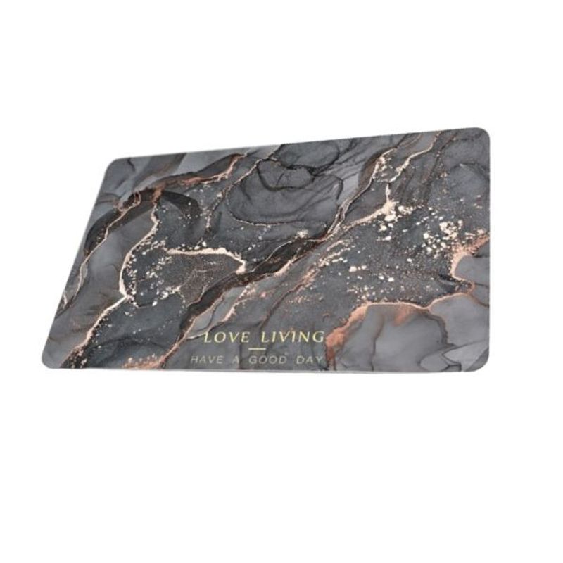 Casa si Gradina - Textile si covoare - Covoare - Covorase baie - Covoras pentru baie Love Living ultra absorbant, anti-alunecare, material Diaton, Model Marmura Lux , 40 x 60 cm, Black - Infinity.ro