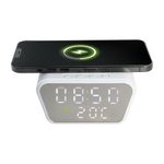 Laptop, Telefoane si Tablete - Telefoane mobile si accesorii - Accesorii Telefoane - Incarcatoare telefoane - Incarcator Wireless, Fast Charging cu Ceas Digital si Termometru incorporat, 11 x 8 x 6.5 cm, Alb - Infinity.ro