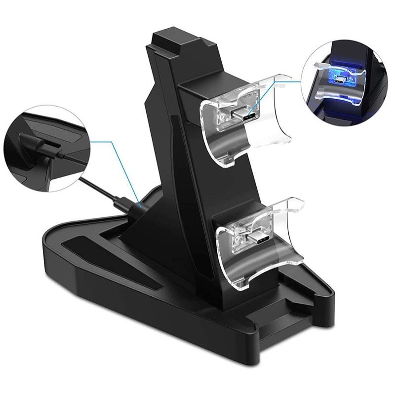 PC, gaming si accesorii - Gaming - Accesorii gaming - Accesorii console gaming - Statie de incarcare duala cu LED pentru controlere PlayStation 5, Negru - Infinity.ro