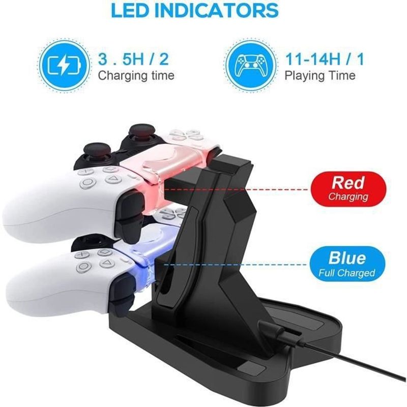 PC, gaming si accesorii - Gaming - Accesorii gaming - Accesorii console gaming - Statie de incarcare duala cu LED pentru controlere PlayStation 5, Negru - Infinity.ro