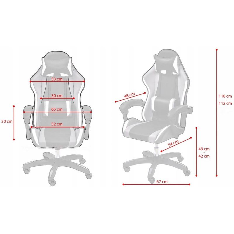 PC, gaming si accesorii - Gaming - Accesorii gaming - Scaune gaming - Scaun de gaming, cu perna lombara, alb, gri si rosu, 65x67x112 cm + mousepad cadou, Aragon - Infinity.ro