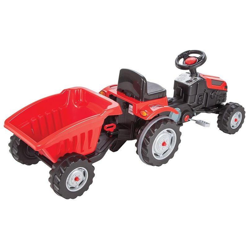Jucarii, Copii si Bebe - Jucarii si jocuri - Vehicule si jucarii cu telecomanda - Utilaje constructie de jucarie - Tractor cu pedale si remorca Pilsan Active with Trailer 07-316 red - Infinity.ro