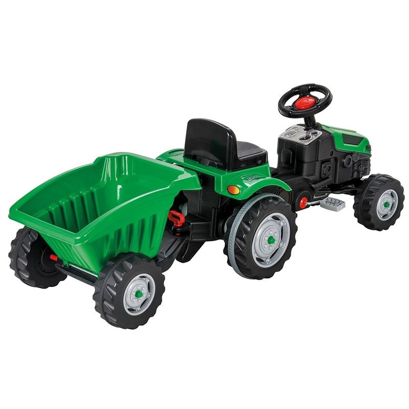 Jucarii, Copii si Bebe - Jucarii si jocuri - Vehicule si jucarii cu telecomanda - Utilaje constructie de jucarie - Tractor cu pedale si remorca Pilsan Active with Trailer 07-316 green - Infinity.ro