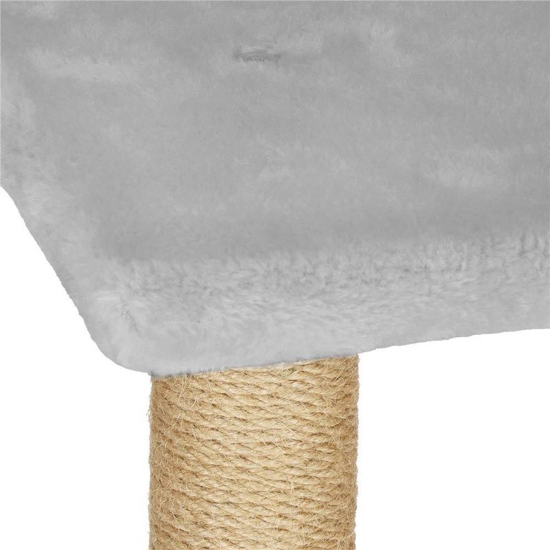 Petshop - Accesorii petshop - Jucarii animale - Ansambluri de joaca - Ansamblu de joaca pentru pisici, Springos, cu platforme, ciucuri, culcus, gri si bej, 49x35x136 cm - Infinity.ro