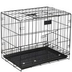 Petshop - Accesorii petshop - Culcusuri si custi - Custi interior si exterior - Cusca pentru animale de companie, Springos, metal, plastic, pliabila, negru si argintiu, 60x42x50 cm - Infinity.ro