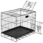 Petshop - Accesorii petshop - Culcusuri si custi - Custi interior si exterior - Cusca pentru animale de companie, Springos, metal, plastic, pliabila, negru si argintiu, 60x42x50 cm - Infinity.ro