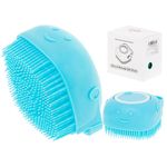 Petshop - Ingrijire si Igiena - Produse uz extern - Perii si manusi - Perie din silicon cu dozator de sampon pentru spalare caini sau pisici, 7,5 x 7,5 cm, culoare albastra - Infinity.ro