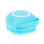 Petshop - Ingrijire si Igiena - Produse uz extern - Perii si manusi - Perie din silicon cu dozator de sampon pentru spalare caini sau pisici, 7,5 x 7,5 cm, culoare albastra - Infinity.ro