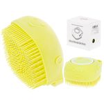 Petshop - Ingrijire si Igiena - Produse uz extern - Perii si manusi - Perie din silicon cu dozator de sampon pentru spalare caini sau pisici, 7,5 x 7,5 cm, culoare galben - Infinity.ro