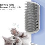 Petshop - Ingrijire si Igiena - Produse uz extern - Perii si manusi - Perie de masaj si curatarea blanii cu iarba Catnip pentru pisicute, montaj pe colturi, 8.5 x 12.5 cm, Gri - Infinity.ro