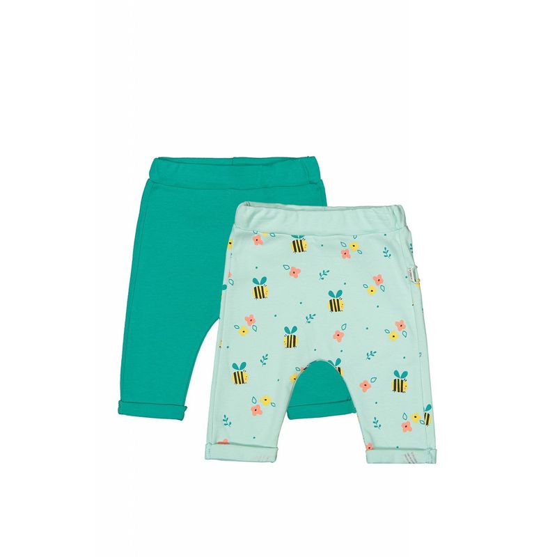 Fashion, accesorii si bijuterii - Copii - Imbracaminte copii - Pantaloni copii - Set de 2 perechi de pantaloni Albinute pentru bebelusi, Tongs baby (Culoare: Verde, Marime: 12-18 Luni) - Infinity.ro