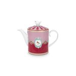 Casa si Gradina - Bucatarie si vesela - Vase pentru gatit - Ceainice si infuzoare - Ceainic din portelan, Pip Studio, Medallion Red-Pink, 1.3l, colectia Love Birds - Infinity.ro