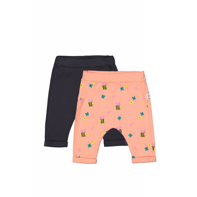Fashion, accesorii si bijuterii - Copii - Imbracaminte copii - Pantaloni copii - Set de 2 perechi de pantaloni Albinute pentru bebelusi, Tongs baby (Culoare: Portocaliu, Marime: 9-12 luni) - Infinity.ro