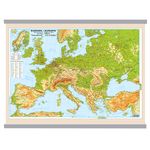 Carti si Birotica - Carti - Harti si ghiduri turistice - Harta dubla Europa Fizica/Politica si Rutiera, fata / verso, 50 x 70 cm, cu 2 baghete - Infinity.ro