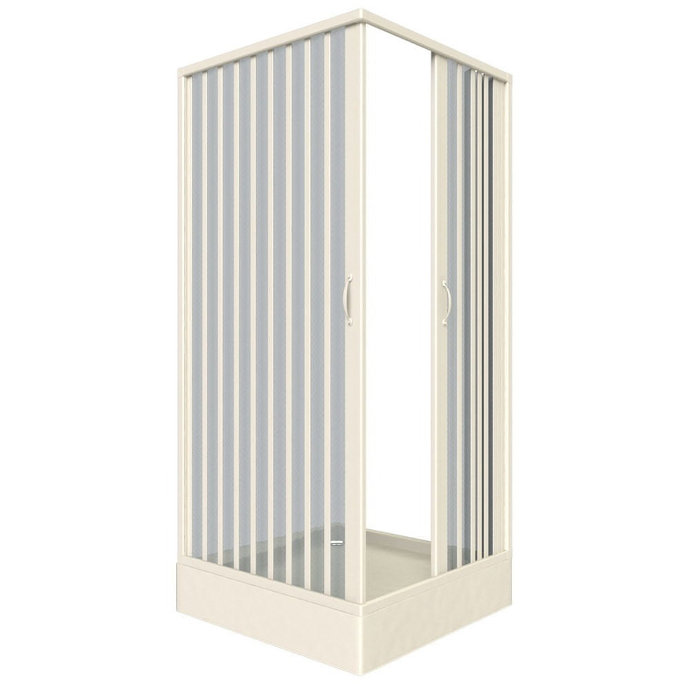 Cabina de dus patrata Italbox Luna Lux, usi armonice, PVC, fara cadita de dus, 80x80x185 cm, Alb
