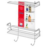 Casa si Gradina - Sanitare - Suporturi si accesorii baie - Accesorii baie - Etajera Francy pentru cabina dus, 2 polite, otel cromat, argintiu, 25,5x11x60 cm - Infinity.ro