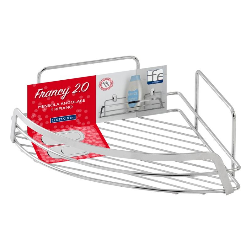 Casa si Gradina - Sanitare - Suporturi si accesorii baie - Suporturi baie - Etajera coltar Francy, otel cromat, argintiu, 22x22x10cm - Infinity.ro