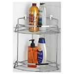 Casa si Gradina - Sanitare - Suporturi si accesorii baie - Suporturi baie - Etajera coltar Francy, 2 polite, otel cromat, argintiu, 22x22x34 cm - Infinity.ro