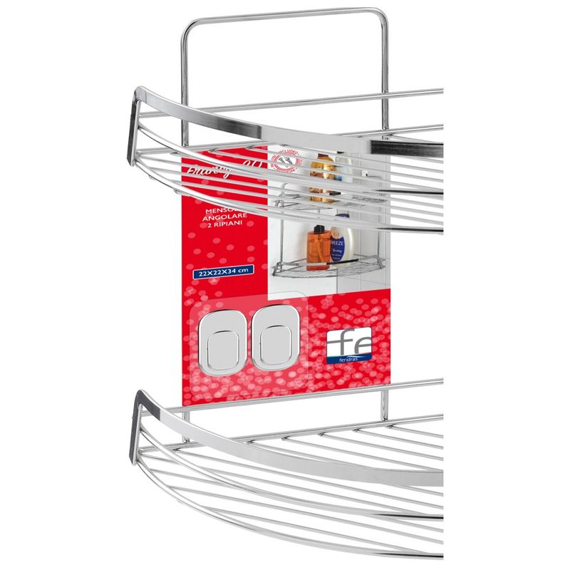 Casa si Gradina - Sanitare - Suporturi si accesorii baie - Suporturi baie - Etajera coltar Francy, 2 polite, otel cromat, argintiu, 22x22x34 cm - Infinity.ro