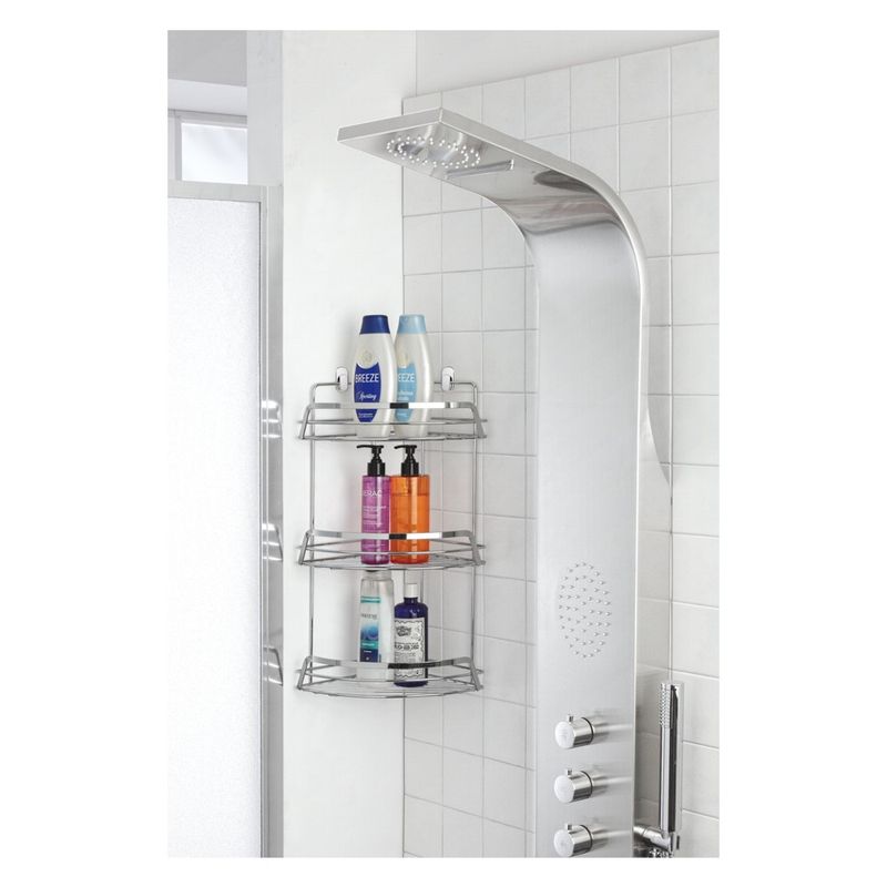 Casa si Gradina - Sanitare - Suporturi si accesorii baie - Suporturi baie - Etajera coltar Francy, 3 polite, otel cromat, argintiu, 22x22x49 cm - Infinity.ro