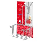 Casa si Gradina - Sanitare - Suporturi si accesorii baie - Suporturi baie - Etajera pentru bara dus Feridras Francy, argintiu, otel cromat, 18 x 12 x 28,5 cm - Infinity.ro