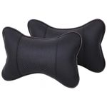Auto si Moto - Piese auto si accesorii - Interior auto - Accesorii interior - Set 2 buc Perna din piele ecologica pentru tetiera masinii, Cusatura Negru - Infinity.ro