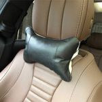 Auto si Moto - Piese auto si accesorii - Interior auto - Accesorii interior - Set 2 buc Perna din piele ecologica pentru tetiera masinii, Cusatura Negru - Infinity.ro