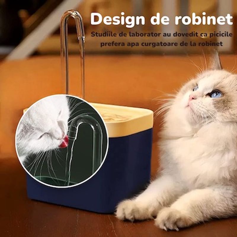 Petshop - Accesorii petshop - Castroane si adapatori - Dispenser apa automat, tip fantana de apa pentru pisici si catei, filtrare automata, silentioasa, 4 filtre, 1.5 L, roz - Infinity.ro