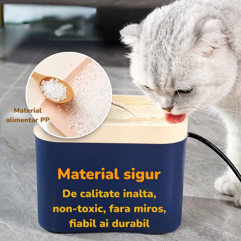 Petshop - Accesorii petshop - Castroane si adapatori - Dispenser apa automat, tip fantana de apa pentru pisici si catei, filtrare automata, silentioasa, 4 filtre, 1.5 L, roz - Infinity.ro