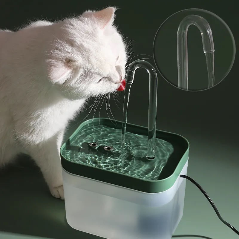 Petshop - Accesorii petshop - Castroane si adapatori - Dispenser apa automat, fantana apa pisici si catei, filtrare automata, silentioasa, 4 filtre, 1.5 L, verde/transparent - Infinity.ro