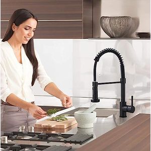 Baterie bucatarie pentru chiuveta, Negru Crom, perlator 2 functii, cartus ceramic, pipa flexibila