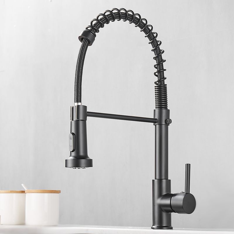 Casa si Gradina - Sanitare - Lavoar baie si accesorii - Baterii sanitare - Baterie bucatarie pentru chiuveta, negru mat, perlator 2 functii, cartus ceramic, pipa flexibila - Infinity.ro