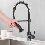 Casa si Gradina - Sanitare - Lavoar baie si accesorii - Baterii sanitare - Baterie bucatarie pentru chiuveta, negru mat, perlator 2 functii, cartus ceramic, pipa flexibila - Infinity.ro