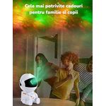 Casa si Gradina - Corpuri si surse de iluminat - Veioze si lampi - Lampi de veghe copii - Proiector de stele pentru copii Saharina, model astronaut cu stea, reglare 360, Alb - Infinity.ro