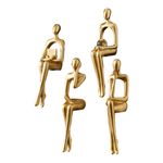 Casa si Gradina - Decoratiuni - Obiecte decorative - Accesorii decorative - Set 4 siluete decorative: thinker, reader, music listener and holding the globe, realizate din rasina, 23cm, auriu - Infinity.ro