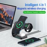 Laptop, Telefoane si Tablete - Telefoane mobile si accesorii - Accesorii Telefoane - Incarcatoare telefoane - Incarcator wireless fast charge 3 in 1, 15W, QC3.0, pentru telefon, Apple Watch 2/3/4/5/6/7/8/SE, Airpods, Negru - Infinity.ro