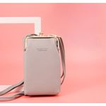 Fashion, accesorii si bijuterii - Femei - Accesorii femei - Genti si rucsacuri femei - Geanta peste umar pentru smartphone, carduri si bani, eleganta si practica, gri - Infinity.ro