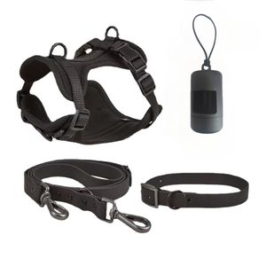 Set 4 piese: zgarda, lesa, ham si dispenser pungi, rezistente la apa si murdarie, calitate premium, Negru