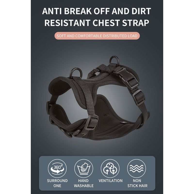 Petshop - Accesorii petshop - Zgarzi, lese si hamuri - Lese - Set 4 piese: zgarda, lesa, ham si dispenser pungi, rezistente la apa si murdarie, calitate premium, Negru, L - Infinity.ro